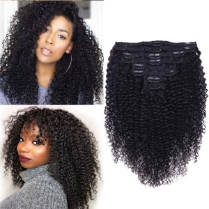 Kinky Curly Clip Ins Full Head for Black Women Brazilian Remy Human Hair Natural Color 8Pcs Kinky Curly Clip Ins Full Head for Black Women Brazilian Remy Human Hair Natural Color 8Pcs
