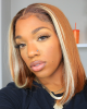 613 Highlight Amber Silky Straight Minimalist Lace Glueless Mid Part Bob Wig 100% Human Hair 613 Highlight Amber Silky Straight Minimalist Lace Glueless Mid Part Bob Wig 100% Human Hair