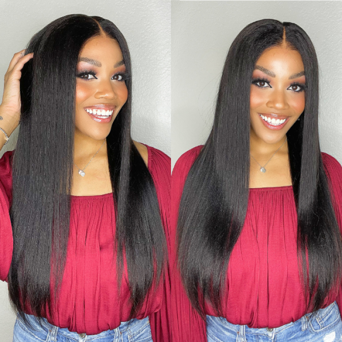 Natural Hairline Yaki Straight 13x4 Frontal Undetectable HD Lace Long Wig 100% Human Hair Natural Hairline Yaki Straight 13x4 Frontal Undetectable HD Lace Long Wig 100% Human Hair