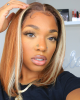 613 Highlight Amber Silky Straight Minimalist Lace Glueless Mid Part Bob Wig 100% Human Hair 613 Highlight Amber Silky Straight Minimalist Lace Glueless Mid Part Bob Wig 100% Human Hair