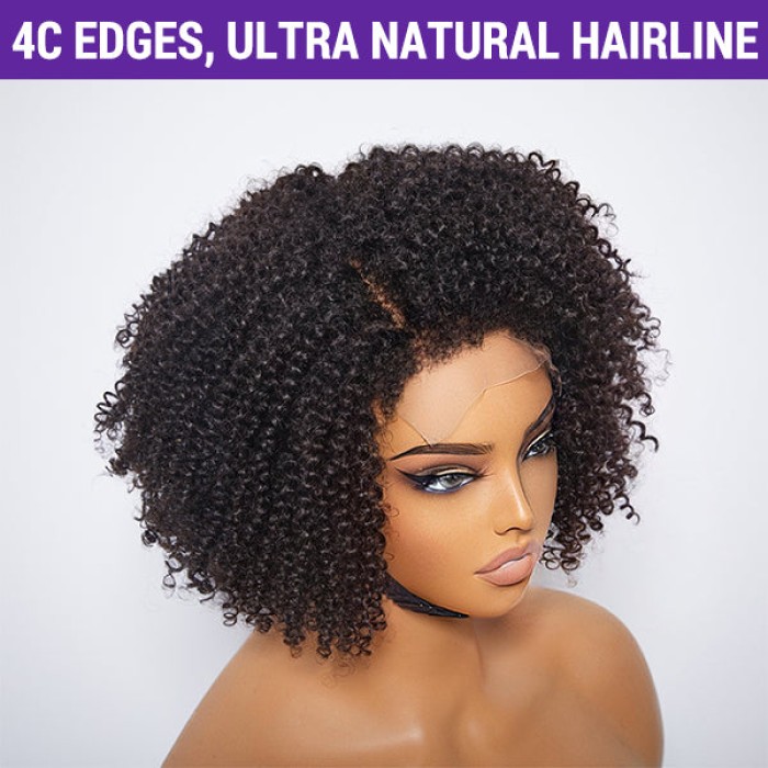 4C Edges Kinky Edges Jerry Curly 5x5 Closure Lace Glueless Side Part Short Wig 100% Human Hair 4C Edges Kinky Edges Jerry Curly 5x5 Closure Lace Glueless Side Part Short Wig 100% Human Hair