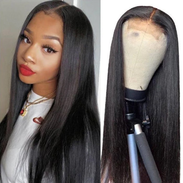 Effortless Straight 4x4 Closure Lace Glueless Mid Part Long Wig 100% Human Hair Effortless Straight 4x4 Closure Lace Glueless Mid Part Long Wig 100% Human Hair