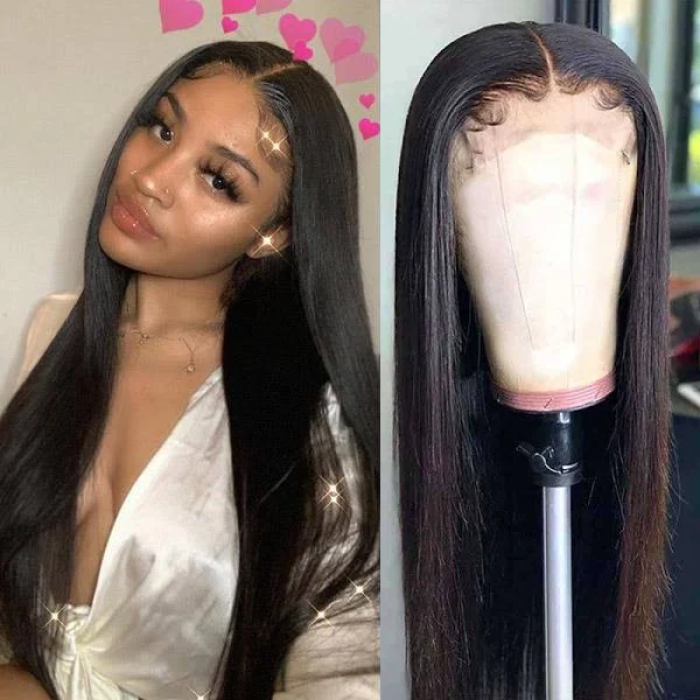 Effortless Straight 4x4 Closure Lace Glueless Mid Part Long Wig 100% Human Hair Effortless Straight 4x4 Closure Lace Glueless Mid Part Long Wig 100% Human Hair