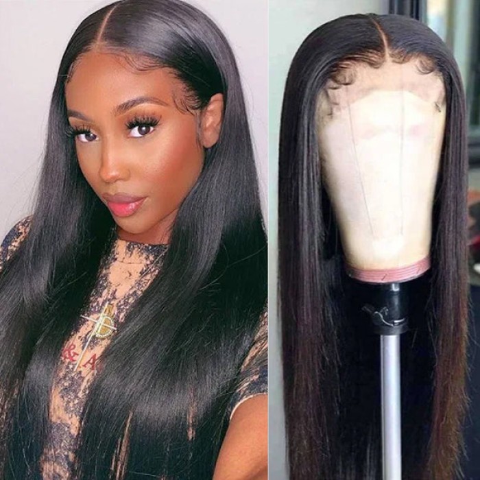 Effortless Straight 4x4 Closure Lace Glueless Mid Part Long Wig 100% Human Hair Effortless Straight 4x4 Closure Lace Glueless Mid Part Long Wig 100% Human Hair