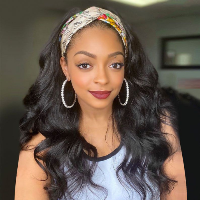 Natural Black Body Wave No Lace Glueless Long Headband Wig 100% Human Hair Natural Black Body Wave No Lace Glueless Long Headband Wig 100% Human Hair