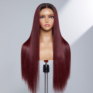 Limited Design  Patricia Burgundy Reddish Silky Straight 5x5 Closure HD Lace Glueless Long Wig 100% Human Hair Limited Design  Patricia Burgundy Reddish Silky Straight 5x5 Closure HD Lace Glueless Long Wig 100% Human Hair