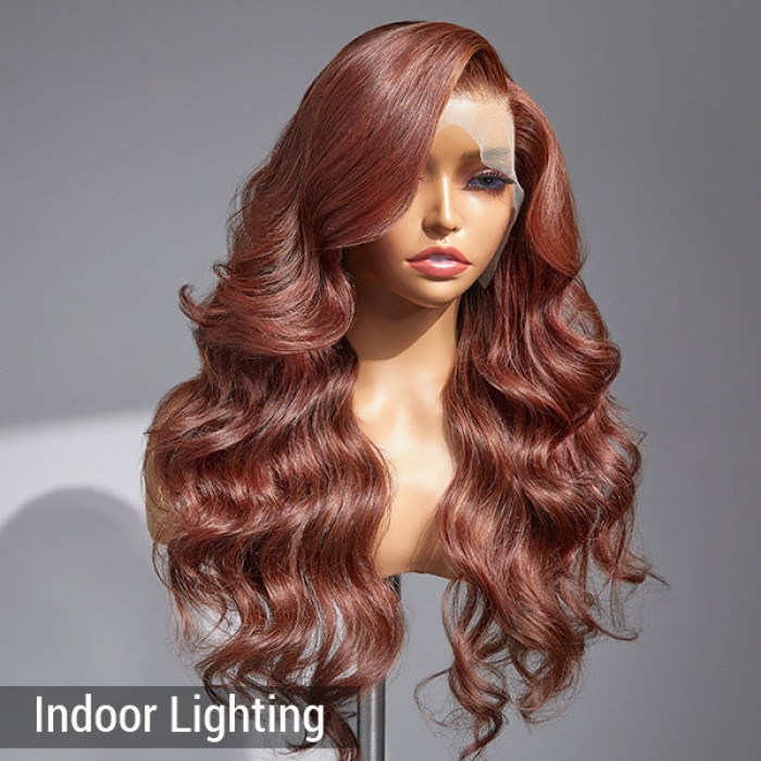 Limited Design Reddish Brown Loose Body Wave 13x4 Frontal Lace C Part Long Wig 100% Human Hair Limited Design Reddish Brown Loose Body Wave 13x4 Frontal Lace C Part Long Wig 100% Human Hair