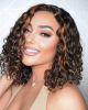 Casual Blonde Highlights Curly Minimalist HD Lace Glueless C Part Short Wig 100% Human Hair Casual Blonde Highlights Curly Minimalist HD Lace Glueless C Part Short Wig 100% Human Hair