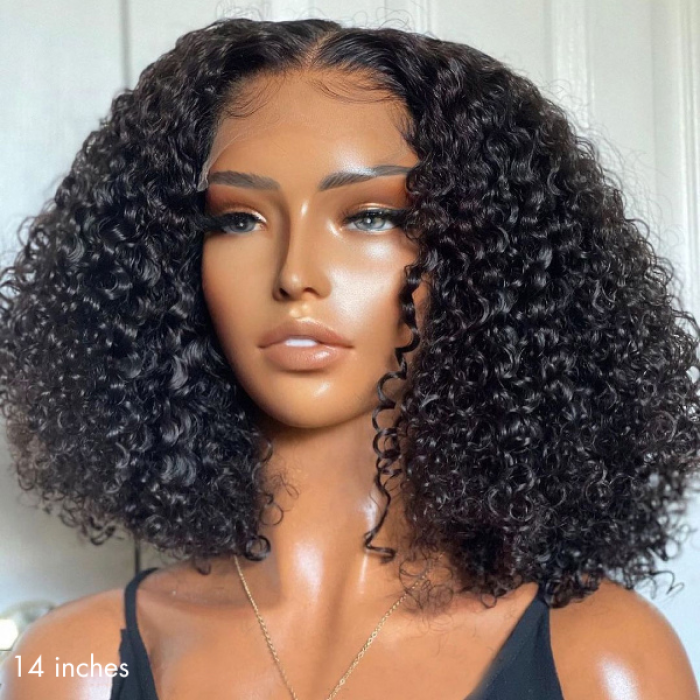 Kinky Curly 5x5 Closure HD Lace Glueless Mid Part Short Wig 100% Human Hair Kinky Curly 5x5 Closure HD Lace Glueless Mid Part Short Wig 100% Human Hair