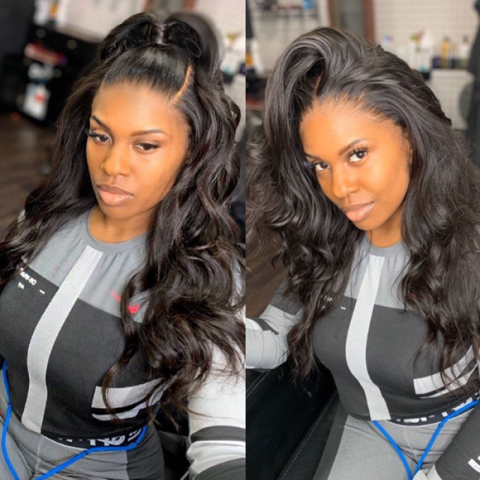 Full Lace Cap Classy Natural Black Body Wave Free Parting Long Wig 100% Human Hair Full Lace Cap Classy Natural Black Body Wave Free Parting Long Wig 100% Human Hair