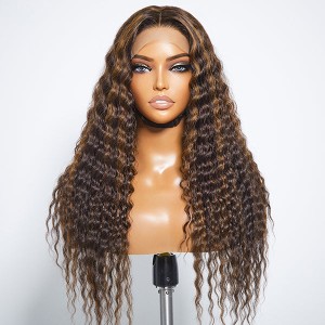 Boho-Chic  Chestnut Brown Highlights Bohemian Curly 5×5 Closure Lace Glueless Mid Part Long Wig 100% Human Hair Boho-Chic  Chestnut Brown Highlights Bohemian Curly 5×5 Closure Lace Glueless Mid Part Long Wig 100% Human Hair
