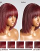 Put On And Go Reddish Purple Natural Black Layered Cut Yaki Straight Minimalist Lace Bob Wig With Bangs 100% Human Hair Put On And Go Reddish Purple Natural Black Layered Cut Yaki Straight Minimalist Lace Bob Wig With Bangs 100% Human Hair