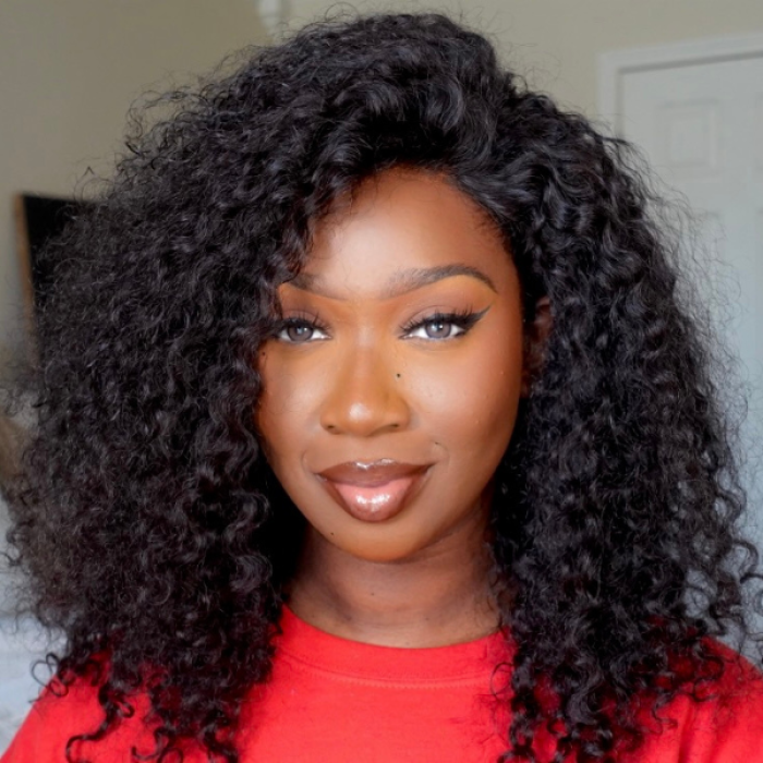 Natural Black Deep Wave Minimalist HD Lace C Part Long Wig 100% Human Hair Natural Black Deep Wave Minimalist HD Lace C Part Long Wig 100% Human Hair