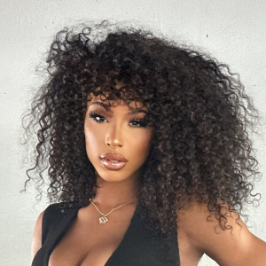 Bouncy Shaggy Curly Minimalist HD Lace Long Wig With Bangs 100% Human Hair Bouncy Shaggy Curly Minimalist HD Lace Long Wig With Bangs 100% Human Hair