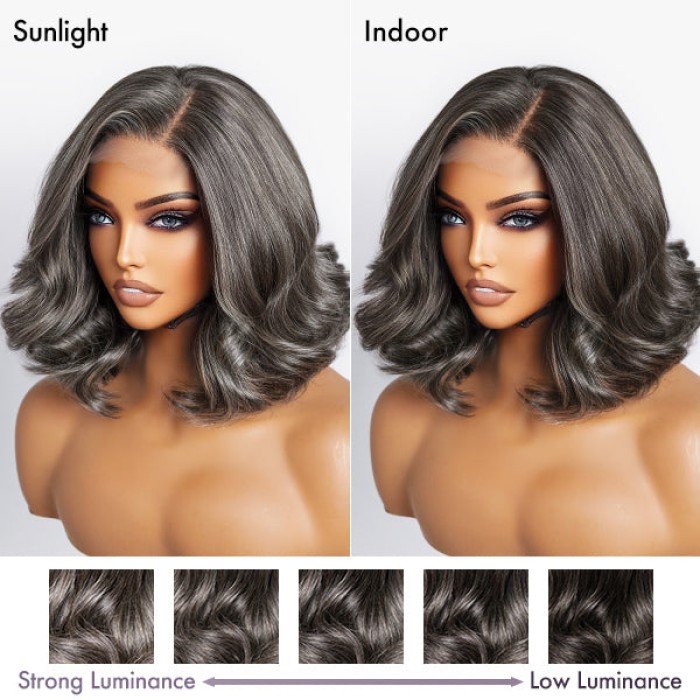 Salt & Pepper Loose Wave Beginner Friendly Glueless 4x4 Closure Lace Wig 100% Human Hair Salt & Pepper Loose Wave Beginner Friendly Glueless 4x4 Closure Lace Wig 100% Human Hair