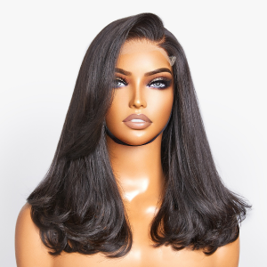 Limited Design  90's Blowout 5x5 HD Lace Glueless C Part Long Wig With Bangs 100% Human Hair