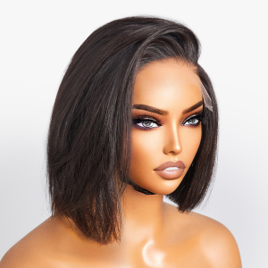 Asymmetric Bob Minimalist HD Lace Glueless C Part Short Wig 100% Human Hair Asymmetric Bob Minimalist HD Lace Glueless C Part Short Wig 100% Human Hair