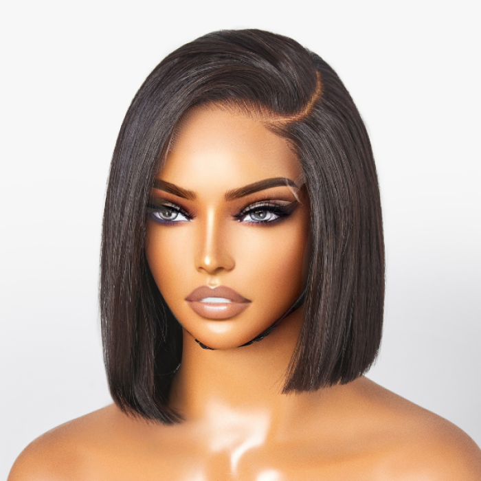 Asymmetric Bob Minimalist HD Lace Glueless C Part Short Wig 100% Human Hair Asymmetric Bob Minimalist HD Lace Glueless C Part Short Wig 100% Human Hair