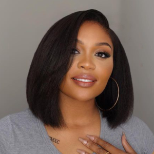 4C Edges  Ready-to-Wear Kinky Straight Bob Minimalist Lace Glueless Deep C Part Short Wig 100% Human Hair