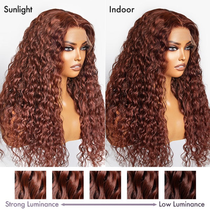 Casual Reddish Brown Curly 5x5 Closure Lace Glueless Mid Part Long Wig 100% Human Hair Casual Reddish Brown Curly 5x5 Closure Lace Glueless Mid Part Long Wig 100% Human Hair
