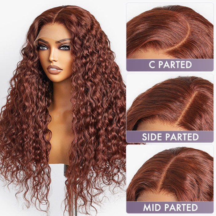 Casual Reddish Brown Curly 5x5 Closure Lace Glueless Mid Part Long Wig 100% Human Hair Casual Reddish Brown Curly 5x5 Closure Lace Glueless Mid Part Long Wig 100% Human Hair