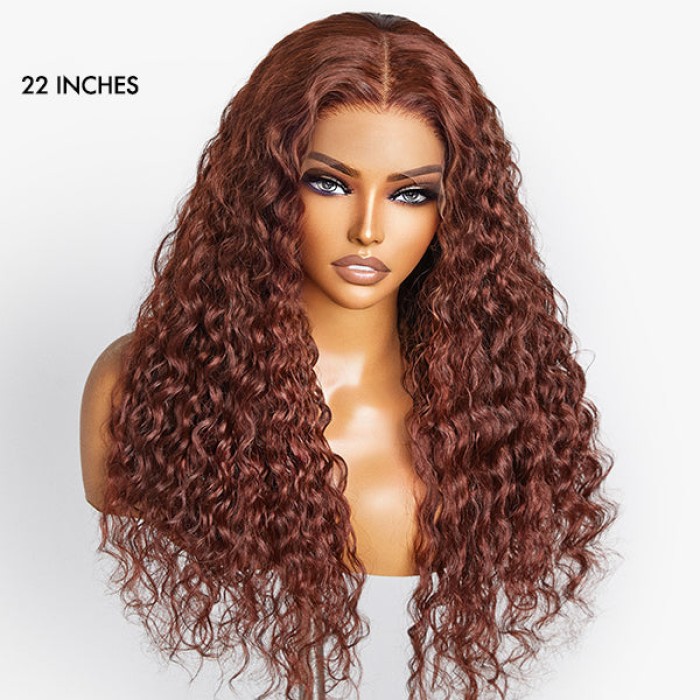 Casual Reddish Brown Curly 5x5 Closure Lace Glueless Mid Part Long Wig 100% Human Hair Casual Reddish Brown Curly 5x5 Closure Lace Glueless Mid Part Long Wig 100% Human Hair