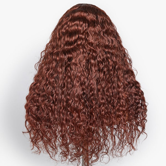 Casual Reddish Brown Curly 5x5 Closure Lace Glueless Mid Part Long Wig 100% Human Hair Casual Reddish Brown Curly 5x5 Closure Lace Glueless Mid Part Long Wig 100% Human Hair