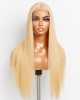 Easily Redyed 613 Silky Straight 5x5 Closure HD Lace Glueless Mid Part Long Wig 100% Human Hair Easily Redyed 613 Silky Straight 5x5 Closure HD Lace Glueless Mid Part Long Wig 100% Human Hair