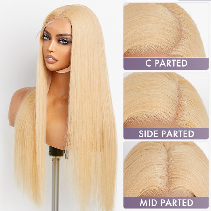 Easily Redyed 613 Silky Straight 5x5 Closure HD Lace Glueless Mid Part Long Wig 100% Human Hair Easily Redyed 613 Silky Straight 5x5 Closure HD Lace Glueless Mid Part Long Wig 100% Human Hair