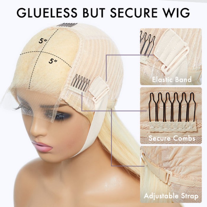 Easily Redyed 613 Silky Straight 5x5 Closure HD Lace Glueless Mid Part Long Wig 100% Human Hair Easily Redyed 613 Silky Straight 5x5 Closure HD Lace Glueless Mid Part Long Wig 100% Human Hair