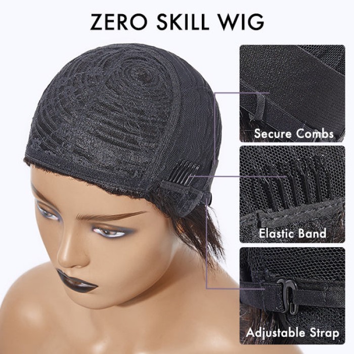 Glueless Beginner Friendly Soft Wavy Curls Bob Wig With Bangs 100% Human Hair Glueless Beginner Friendly Soft Wavy Curls Bob Wig With Bangs 100% Human Hair