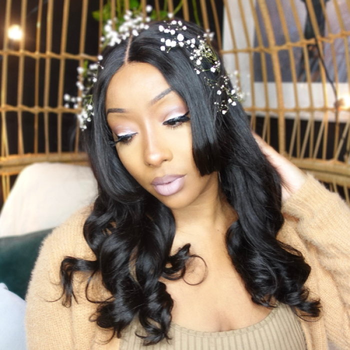 Natural Black Loose Wave Minimalist HD Lace Glueless Long Wig With Bangs 100% Human Hair Natural Black Loose Wave Minimalist HD Lace Glueless Long Wig With Bangs 100% Human Hair