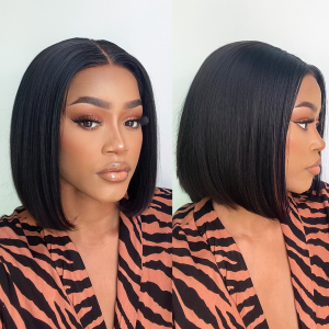 Glueless 4x4 Closure Undetectable HD Lace Bob Wig 100% Human Hair  Pre-bleached Knots