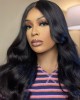 Natural Black Loose Wave Minimalist HD Lace Glueless Long Wig With Bangs 100% Human Hair Natural Black Loose Wave Minimalist HD Lace Glueless Long Wig With Bangs 100% Human Hair