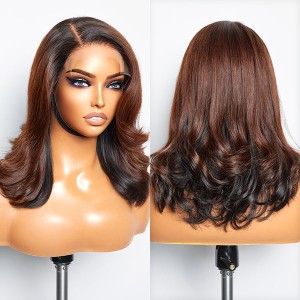 Limited Design  Brown With Black Peekaboo Loose Body Wave Glueless 5x5 Closure Lace Wig