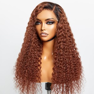 Reddish Brown Ombre Water Wave Glueless 5×5 Closure Lace Wig Pre-bleached Reddish Brown Ombre Water Wave Glueless 5×5 Closure Lace Wig Pre-bleached