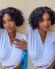 Casual Bouncy Curly 4x4 Closure Lace Glueless Short Wig With Bangs 100% Human Hair Face-Framing Casual Bouncy Curly 4x4 Closure Lace Glueless Short Wig With Bangs 100% Human Hair Face-Framing