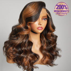 200% Mega Density  Blonde Highlight Loose Wave 5x5 Closure HD Lace Glueless Side Part Long Wig 100% Human Hair 200% Mega Density  Blonde Highlight Loose Wave 5x5 Closure HD Lace Glueless Side Part Long Wig 100% Human Hair
