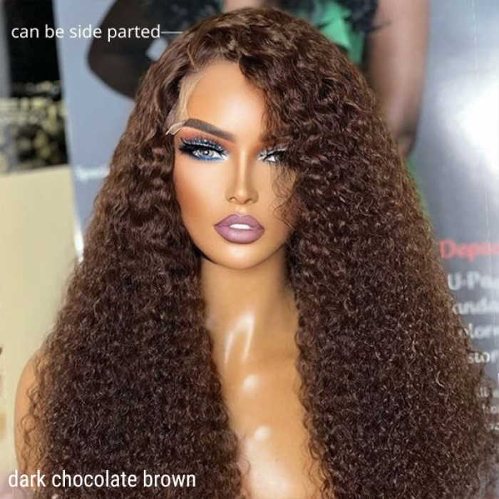 Chocolate Brown Long Curly Glueless 5x5 Closure Long Wig 100% Human Hair Chocolate Brown Long Curly Glueless 5x5 Closure Long Wig 100% Human Hair