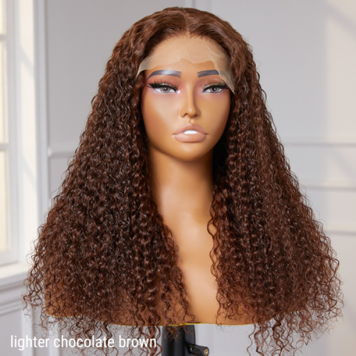 Chocolate Brown Long Curly Glueless 5x5 Closure Long Wig 100% Human Hair Chocolate Brown Long Curly Glueless 5x5 Closure Long Wig 100% Human Hair