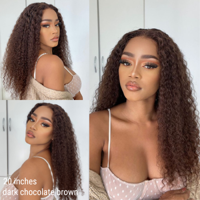 Chocolate Brown Long Curly Glueless 5x5 Closure Long Wig 100% Human Hair Chocolate Brown Long Curly Glueless 5x5 Closure Long Wig 100% Human Hair