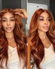 Limited Design Aila Ginger Highlight 5x5 Closure HD Lace Glueless Mid Part Long Wig 100& Human Hair Limited Design Aila Ginger Highlight 5x5 Closure HD Lace Glueless Mid Part Long Wig 100& Human Hair