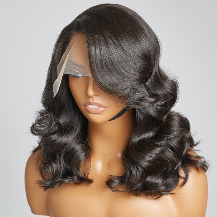 Limited Design Layered Body Wave With Bangs 5x5 Closure Lace Glueless C Part Long Wig 100% Human Hair Limited Design Layered Body Wave With Bangs 5x5 Closure Lace Glueless C Part Long Wig 100% Human Hair