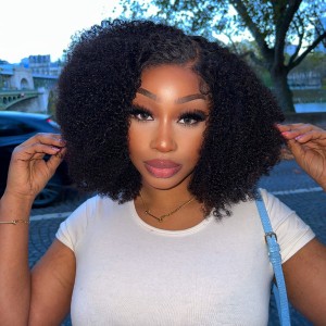 Afro Kinky Curly 5x5 Closure Lace Glueless S Part Shoulder Length Wig 100% Human Hair Afro Kinky Curly 5x5 Closure Lace Glueless S Part Shoulder Length Wig 100% Human Hair