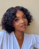 Casual Bouncy Curly 4x4 Closure Lace Glueless Short Wig With Bangs 100% Human Hair Face-Framing Casual Bouncy Curly 4x4 Closure Lace Glueless Short Wig With Bangs 100% Human Hair Face-Framing