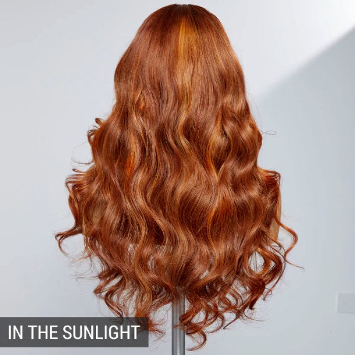 Limited Design Aila Ginger Highlight 5x5 Closure HD Lace Glueless Mid Part Long Wig 100& Human Hair Limited Design Aila Ginger Highlight 5x5 Closure HD Lace Glueless Mid Part Long Wig 100& Human Hair
