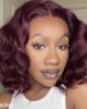 Dark Plum Loose Wave Minimalist HD Lace Glueless Mid Part Short Wig 100% Human Hair Dark Plum Loose Wave Minimalist HD Lace Glueless Mid Part Short Wig 100% Human Hair