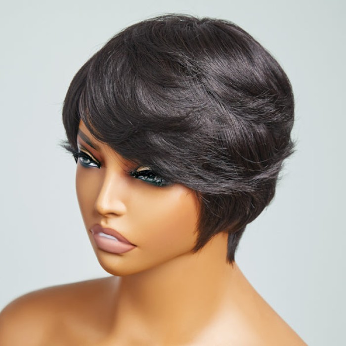 Clean & Neat Mature Boss Style Glueless Short Wig with Bangs 100% Human Hair Clean & Neat Mature Boss Style Glueless Short Wig with Bangs 100% Human Hair
