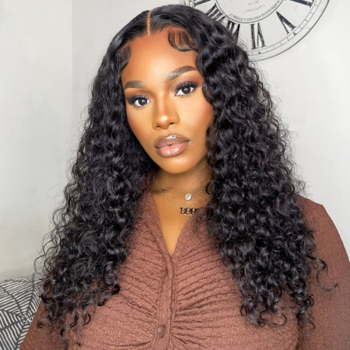 Leisure Style Water Wave 4x4 Closure Lace Glueless Mid Part Long Wig 100% Human Hair Leisure Style Water Wave 4x4 Closure Lace Glueless Mid Part Long Wig 100% Human Hair