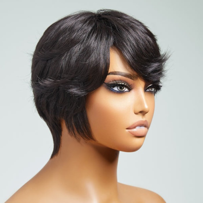 Clean & Neat Mature Boss Style Glueless Short Wig with Bangs 100% Human Hair Clean & Neat Mature Boss Style Glueless Short Wig with Bangs 100% Human Hair